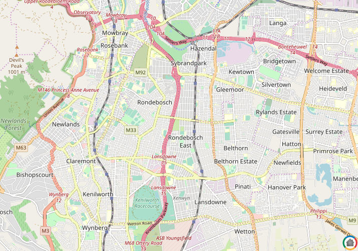 Map location of Rondebosch East